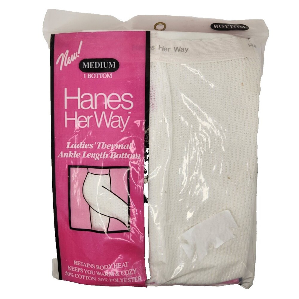 Hanes Her Way VTG 1991 Ladies Thermal Ankle Bottoms Leggings NOS Size Medium